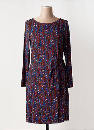 Robe mi-longue imprimé fantaisie manches longues bleu SURKANA femme