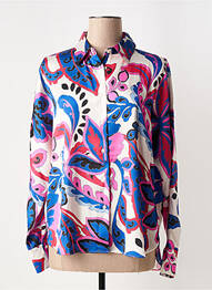 Chemisier imprimé fleurs manches longues bleu LOLA CASADEMUNT femme