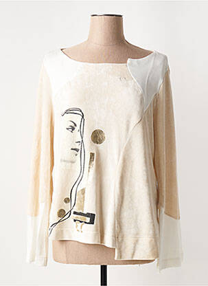 Sweat-shirt stretch manches longues beige ELISA CAVALETTI femme