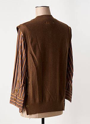 Pull coupe cintrée manches 3/4 marron CPC femme