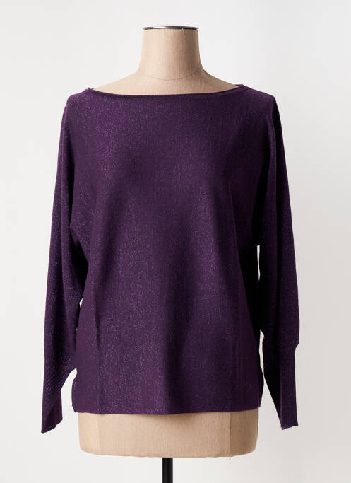 Pull col bateau manches longues violet SURKANA femme