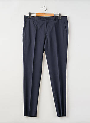 Pantalon chino fermeture zippée sous rabat avec crochet taille normale bleu STEVENSON AND SON homme