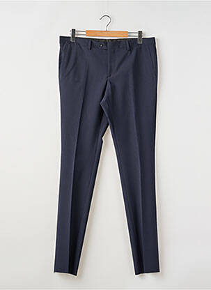 Pantalon chino fermeture zippée sous rabat avec crochet taille haute bleu NINO LORETTI homme