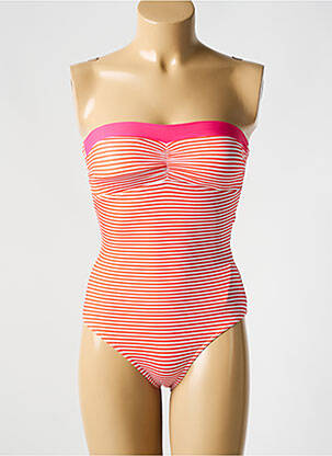 Maillot de bain 1 pièce bretelles élastiquées amovibles haut bandeau orange BIKINI BAR femme