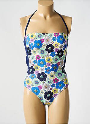 Maillot de bain 1 pièce bretelles élastiquées amovibles haut bandeau bleu BIKINI BAR femme