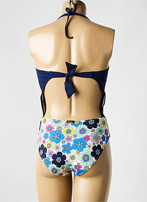 Maillot de bain 1 pièce bretelles élastiquées amovibles haut bandeau bleu BIKINI BAR femme