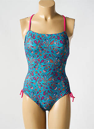 Maillot de bain 1 pièce effet matière satinée bleu BIKINI BAR femme