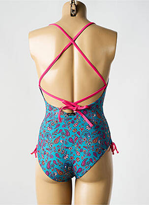 Maillot de bain 1 pièce effet matière satinée bleu BIKINI BAR femme