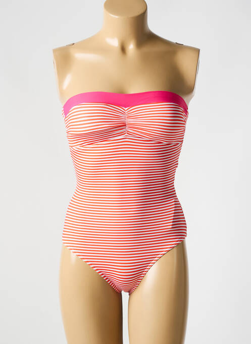 Maillot de bain 1 pièce bretelles élastiquées amovibles haut bandeau orange BIKINI BAR femme