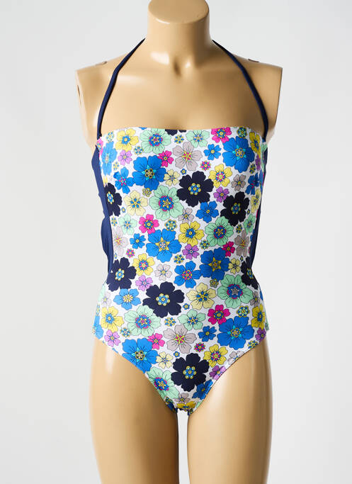 Maillot de bain 1 pièce bretelles élastiquées amovibles haut bandeau bleu BIKINI BAR femme