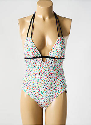 Maillot de bain 1 pièce imprimé fantaisie haut triangles blanc BIKINI BAR femme