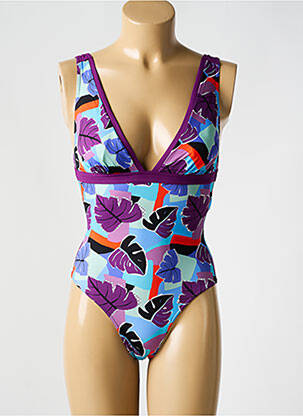 Maillot de bain 1 pièce imprimé fantaisie haut soutien-gorge avec mousse de rembourrage amovible violet BIKINI BAR femme