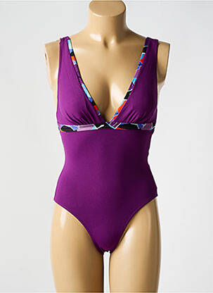 Maillot de bain 1 pièce stretch haut soutien-gorge avec mousse de rembourrage amovible violet BIKINI BAR femme