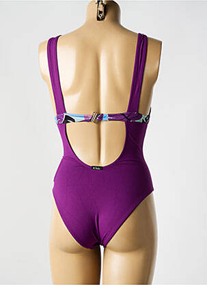 Maillot de bain 1 pièce stretch haut soutien-gorge avec mousse de rembourrage amovible violet BIKINI BAR femme