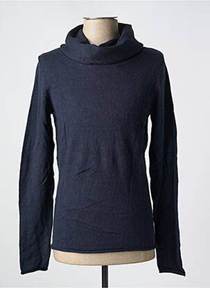 Pull col roulé coupe cintrée manches longues bleu JACK & JONES homme