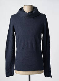 Pull col roulé coupe cintrée manches longues bleu JACK & JONES homme