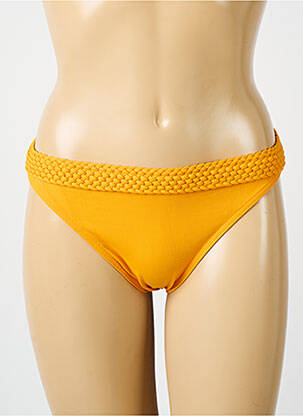 Bas de maillot de bain effet matière satinée culotte jaune IODUS femme