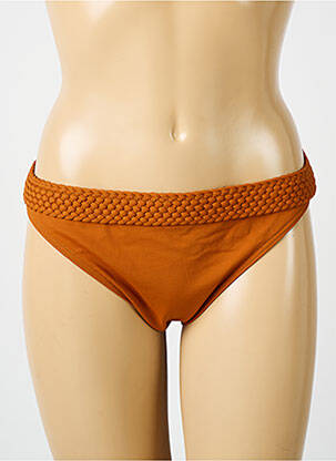 Bas de maillot de bain effet matière satinée culotte orange fonce IODUS femme