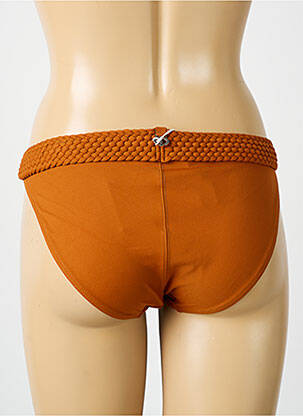 Bas de maillot de bain effet matière satinée culotte orange fonce IODUS femme