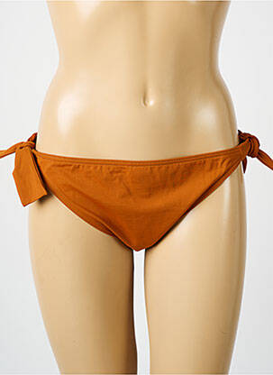 Bas de maillot de bain effet matière satinée bikini orange IODUS femme