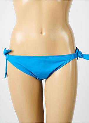 Bas de maillot de bain effet matière satinée bikini bleu IODUS femme