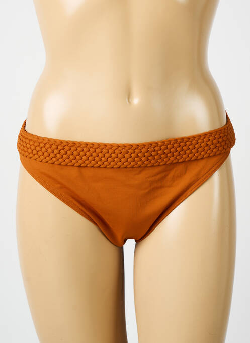 Bas de maillot de bain effet matière satinée culotte orange fonce IODUS femme