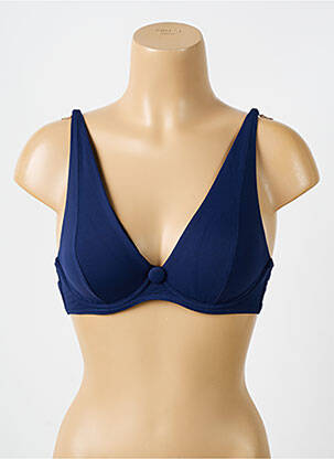 Haut de maillot de bain stretch haut soutien-gorge emboitant bleu fonce IODUS femme
