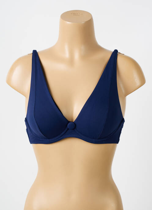 Haut de maillot de bain stretch haut soutien-gorge emboitant bleu fonce IODUS femme