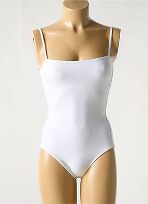 Maillot de bain 1 pièce effet matière satinée blanc IODUS femme