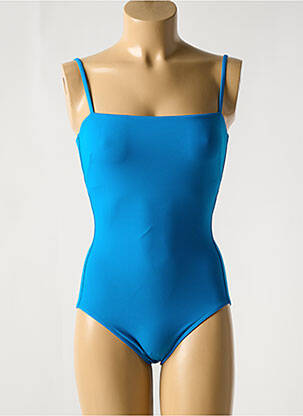 Maillot de bain 1 pièce effet matière satinée bleu IODUS femme