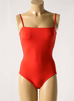 Maillot de bain 1 pièce effet matière satinée rouge IODUS femme