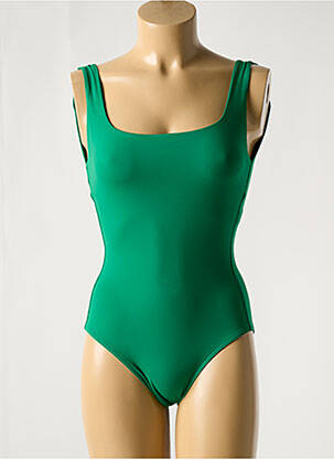 Maillot de bain 1 pièce effet matière satinée vert IODUS femme