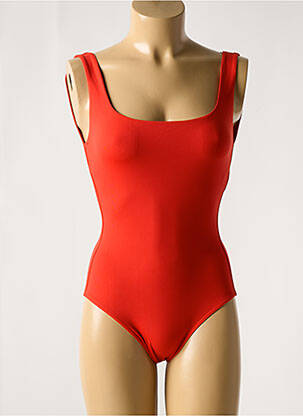 Maillot de bain 1 pièce effet matière satinée orange IODUS femme