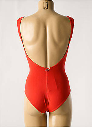 Maillot de bain 1 pièce effet matière satinée orange IODUS femme