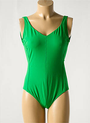 Maillot de bain 1 pièce effet matière satinée haut soutien-gorge emboitant vert IODUS femme
