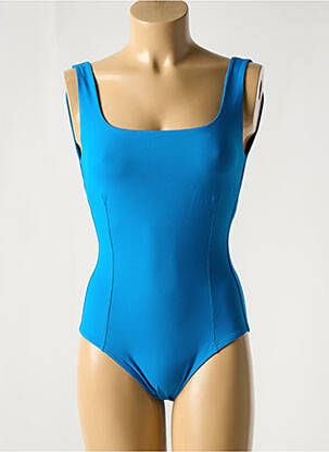 Maillot de bain 1 pièce effet matière satinée bleu IODUS femme