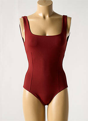 Maillot de bain 1 pièce effet matière satinée rouge IODUS femme