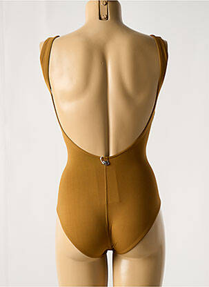 Maillot de bain 1 pièce effet matière satinée marron IODUS femme