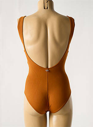 Maillot de bain 1 pièce effet matière satinée jaune IODUS femme