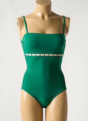 Maillot de bain 1 pièce effet matière satinée vert IODUS femme