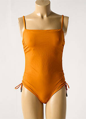 Maillot de bain 1 pièce effet matière satinée orange IODUS femme