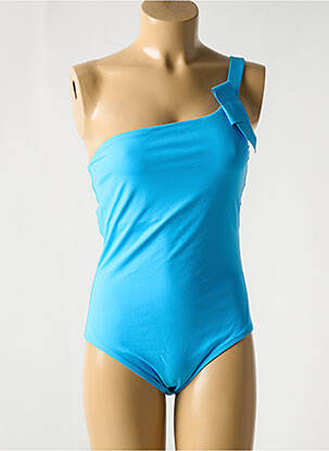Maillot de bain 1 pièce effet matière satinée bleu IODUS femme