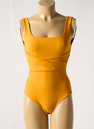 Maillot de bain 1 pièce effet matière satinée jaune IODUS femme