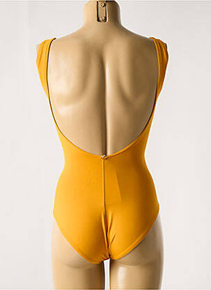 Maillot de bain 1 pièce effet matière satinée jaune IODUS femme