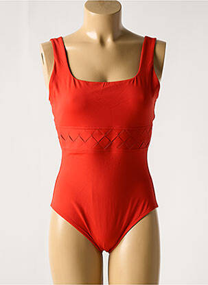 Maillot de bain 1 pièce effet matière satinée rouge IODUS femme