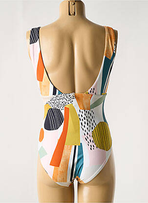 Maillot de bain 1 pièce imprimé fantaisie haut triangles blanc IODUS femme