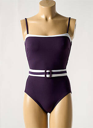 Maillot de bain 1 pièce effet matière satinée violet IODUS femme
