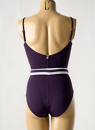 Maillot de bain 1 pièce effet matière satinée violet IODUS femme