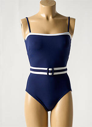 Maillot de bain 1 pièce effet matière satinée bleu IODUS femme