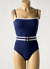 Maillot de bain 1 pièce effet matière satinée bleu IODUS femme